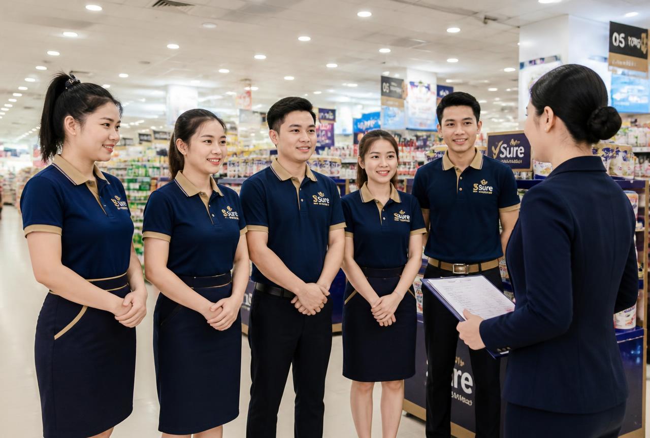 Đội ngũ PG First Choice Services nhận brief trước ca làm việc